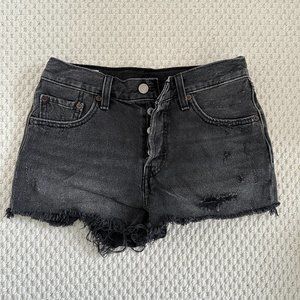 Levi's 501 cut-off black denim shorts